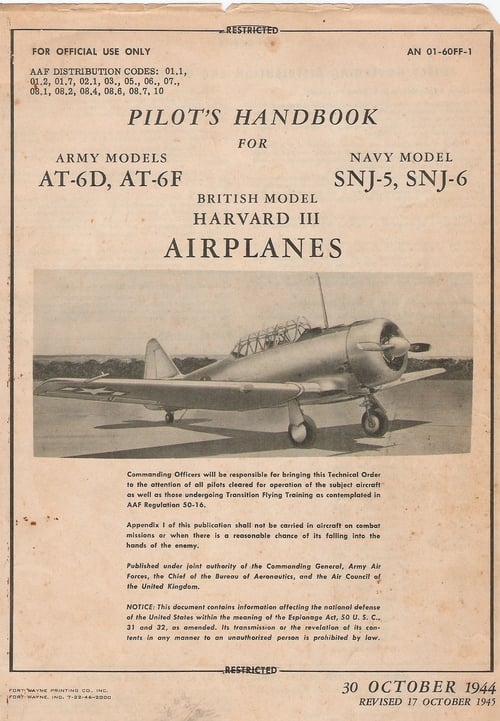 Product picture AT6 SNJ British harvard aircraft pilots handbook